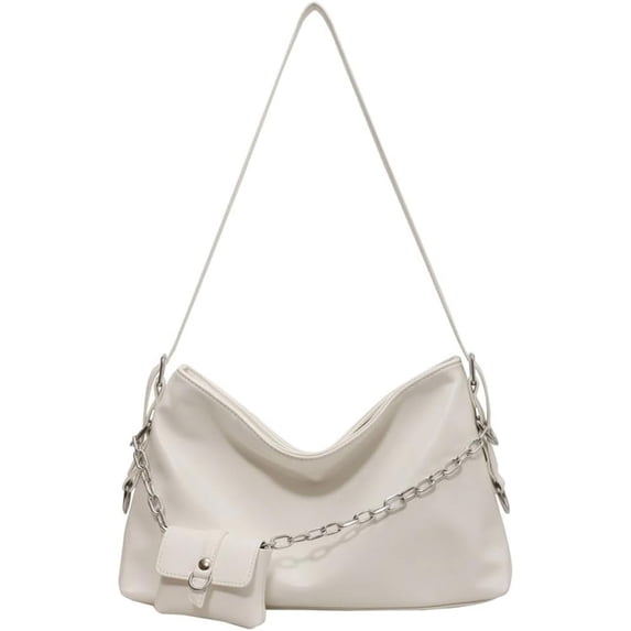 Kukuzhu Hobo Bag for Women PU Leather Crossbody Shoulder Bag Handbag Armpit Purse Large Totes Top Handle Satchels with Chain