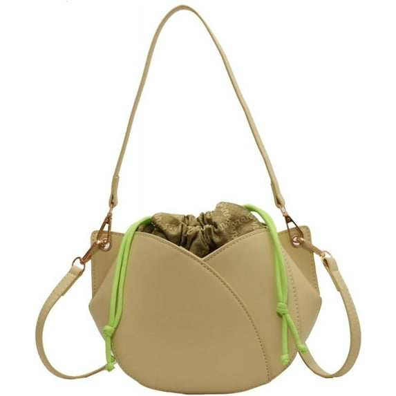 Kukuzhu Hobo Bag for Women PU Leather Crossbody Shoulder Bag Handbag Petal Purse Totes Top Handle Bag with Drawstring