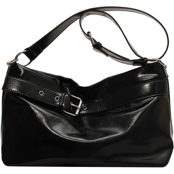 Kukuzhu Hobo Bag for Women PU Leather Shoulder Crossbody Bag Soft Purse Handbag Slouchy Large Totes Retro Top Handle Bag