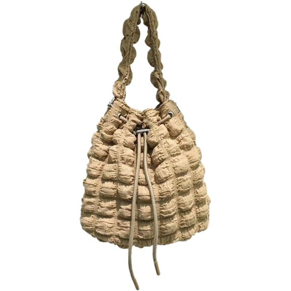Kukuzhu Hobo Bag for Women Shoulder Crossbody Bag Bubble Pleated Purse Small Bucket Totes Handbag Drawstring Satchels