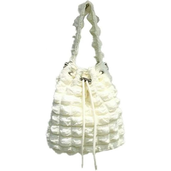 Kukuzhu Hobo Bag for Women Shoulder Crossbody Bag Bubble Pleated Purse Small Bucket Totes Handbag Drawstring Satchels
