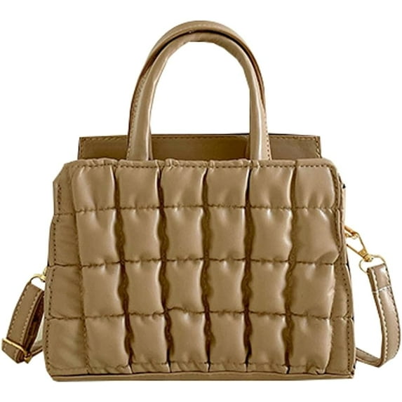 Kukuzhu Hobo Bags for Women Leather Puffer Down Shouder Bag Small Padding Top Handle Tote Bag