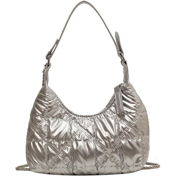 Kukuzhu Hobo Bags for Women Puffer Down Soft Padding Shouder Bag Lightweight Waterproof Top Handle Tote Bag