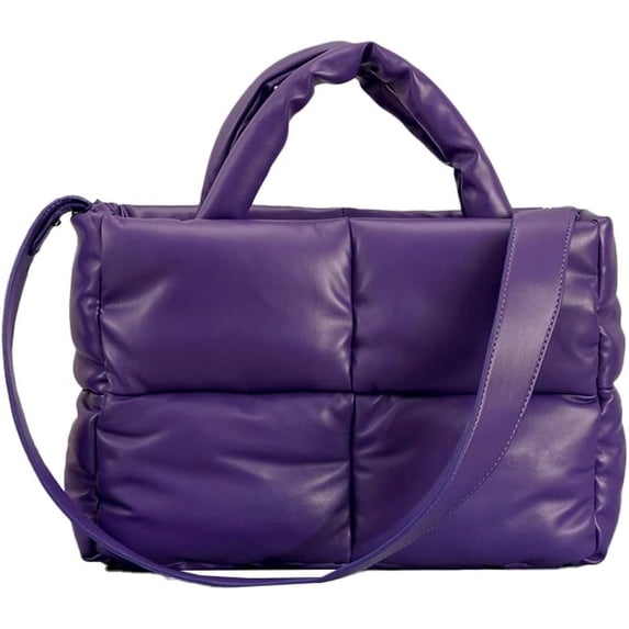 Kukuzhu Hobo Bags for Women Soft Puffer Down Padding Shoulder Bags Top-Handle Bags Square Solid Tote Handbags