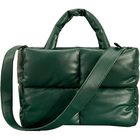 Kukuzhu Hobo Bags for Women Soft Puffer Down Padding Shoulder Bags Top-Handle Bags Square Solid Tote Handbags