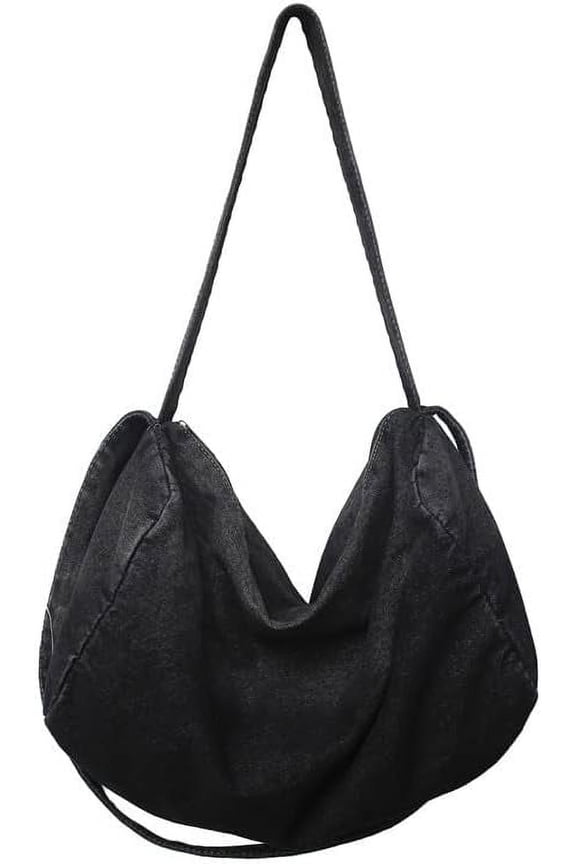 Japanese Harajuku Denim Crossbody Bag Punk Hippie Messenger Bag Coquette Emo Alt Shoulder Bag Goth Satchel Bag (Black,One size)