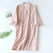Kukuzhu Japanese Spring and Summer New Couple Kimono Robe 100% Cotton Bathrobe Men's and Women's Nightgown Home Fur Sleepwear