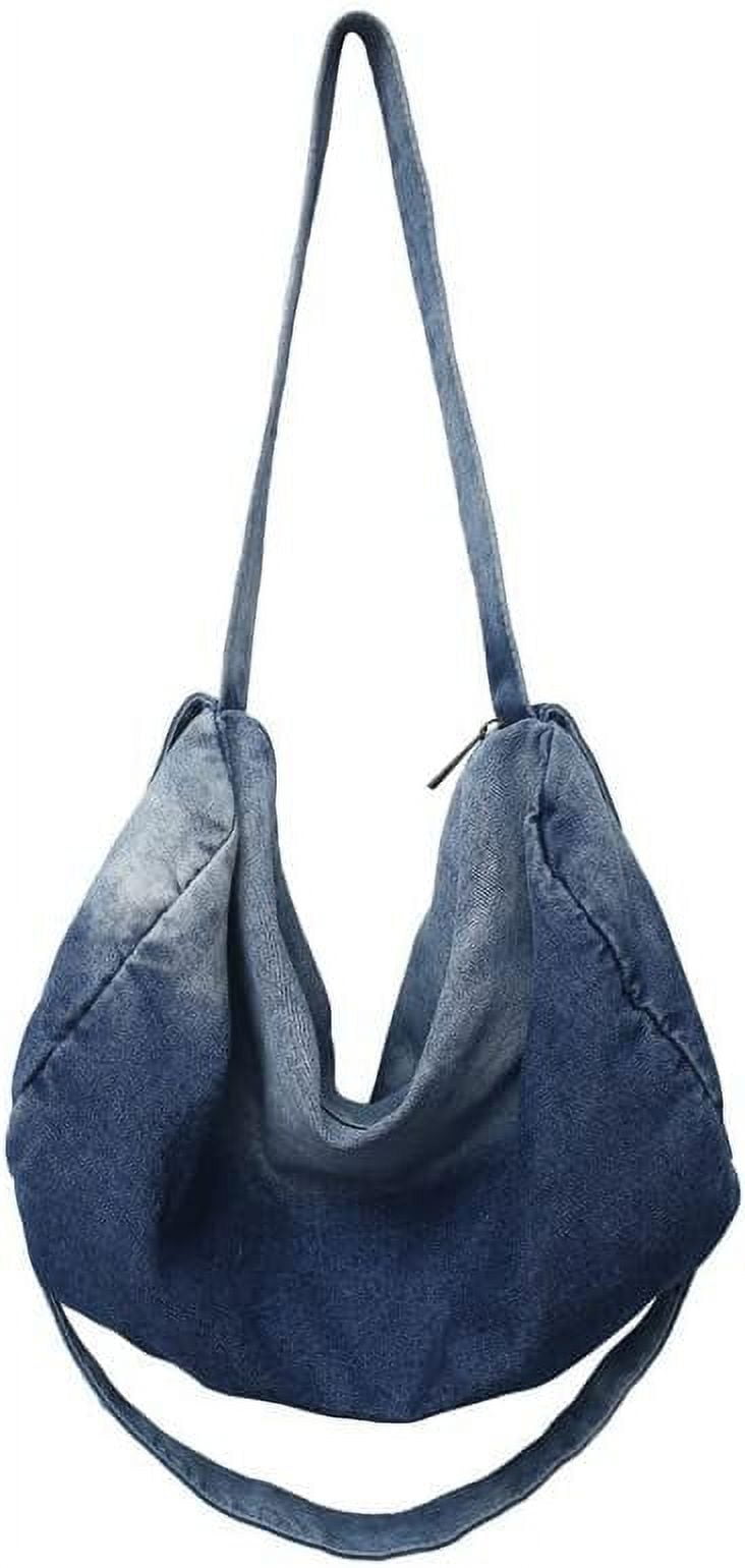 Kukuzhu Japanese Washed Denim Tote Bag Harajuku Hippie Kukuzhu Japanese Washed Denim Tote Bag Harajuku Hippie