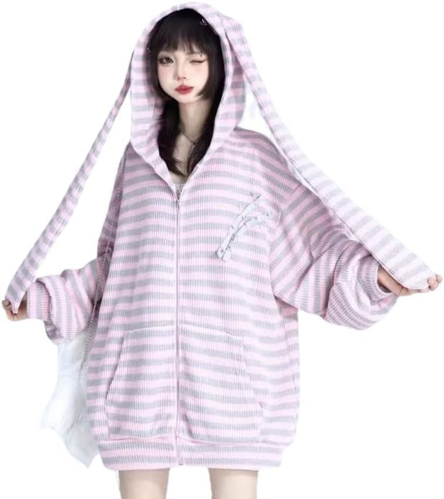 Kukuzhu Kawaii Bunny Ear Hoodie Harajuku Cute Oversized
