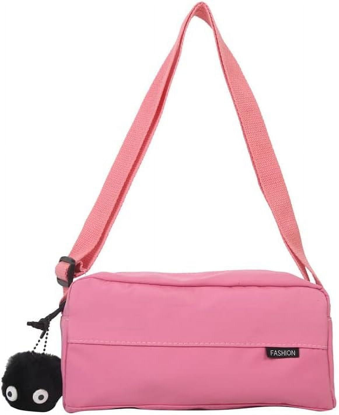 Kukuzhu Kawaii Mini Crossbody Bag with Plush Pin Cutecore Preppy Shoulder Bag Cottagecore Fairycore Japanese Purse Orange One size