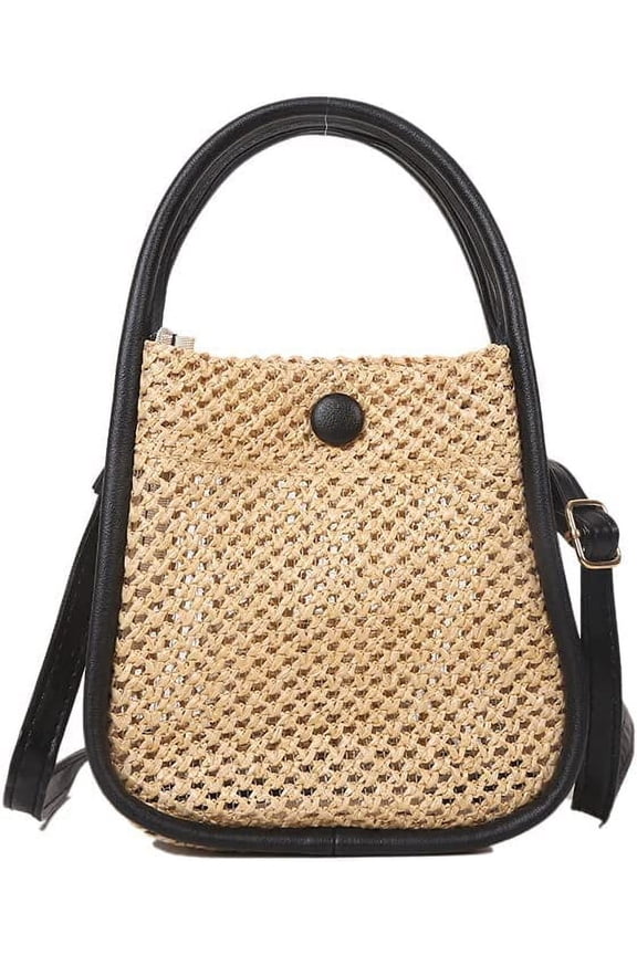 Kawaii Rattan Tote Bag for Women Coquette Handmade Wicker Woven Purse Cute Fairyc Cottagecore Handbag Boho Bag (Khaki,One size)