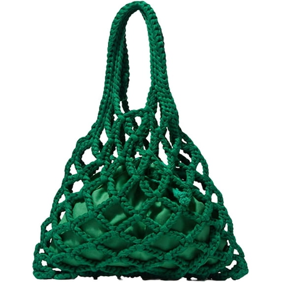 Kukuzhu Knit Purses Tote Bags for Women Mesh Hobo Bag Handwoven Handbag Aesthetic Cute Tote Bags Beach Bag