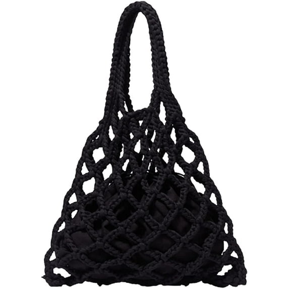 Kukuzhu Knit Purses Tote Bags for Women Mesh Hobo Bag Handwoven Handbag Aesthetic Cute Tote Bags Beach Bag