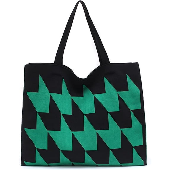 Kukuzhu Knitted Tote Bag Womens Large Shoulder Bag Vintage Woven Portable Handbag Travel Purses Shopping Bag for Work Beach