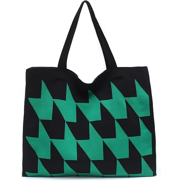 Kukuzhu Knitted Tote Bag Womens Large Shoulder Bag Vintage Woven Portable Handbag Travel Purses Shopping Bag for Work Beach