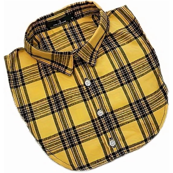 Kukuzhu Lady Half Shirt Blouse Collar Plaid Dickey Fake Collar False Collar Detachable Collar for Women