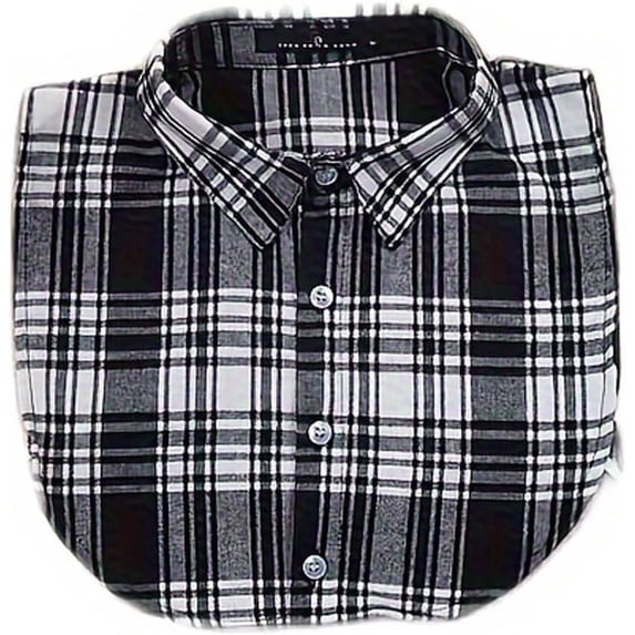 Kukuzhu Lady Half Shirt Blouse Collar Plaid Dickey Fake Collar False Collar Detachable Collar for Women
