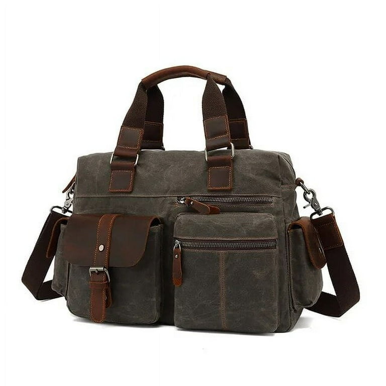 Kukuzhu Laptop Messenger Bag Vintage Canvas Leather Shoulder Bag