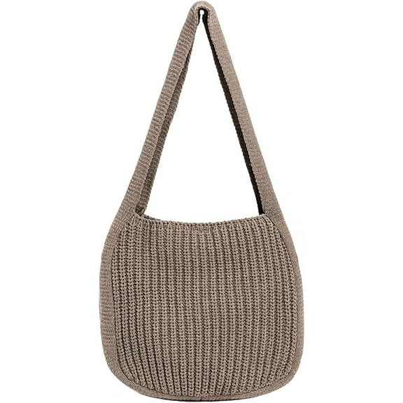 Kukuzhu Large Crochet Tote Bag for Women Casual Hobo Bag Shoulder Bag Retro Knitted Purses Handbag Beach Travel Tote Bag