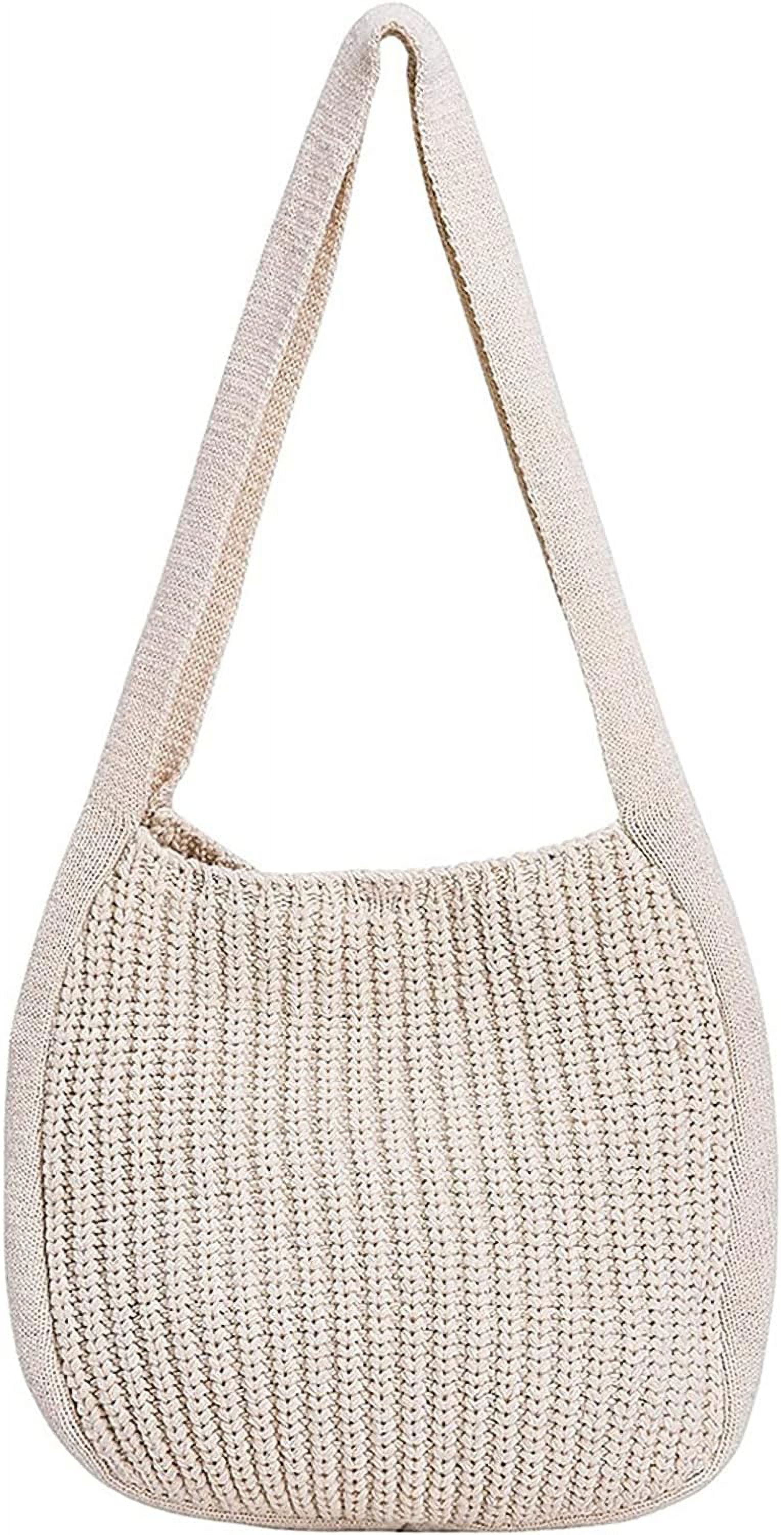 Kukuzhu Large Crochet Tote Bag for Women Casual Hobo Bag Shoulder Bag Retro Knitted Purses Handbag Beach Travel Tote Bag