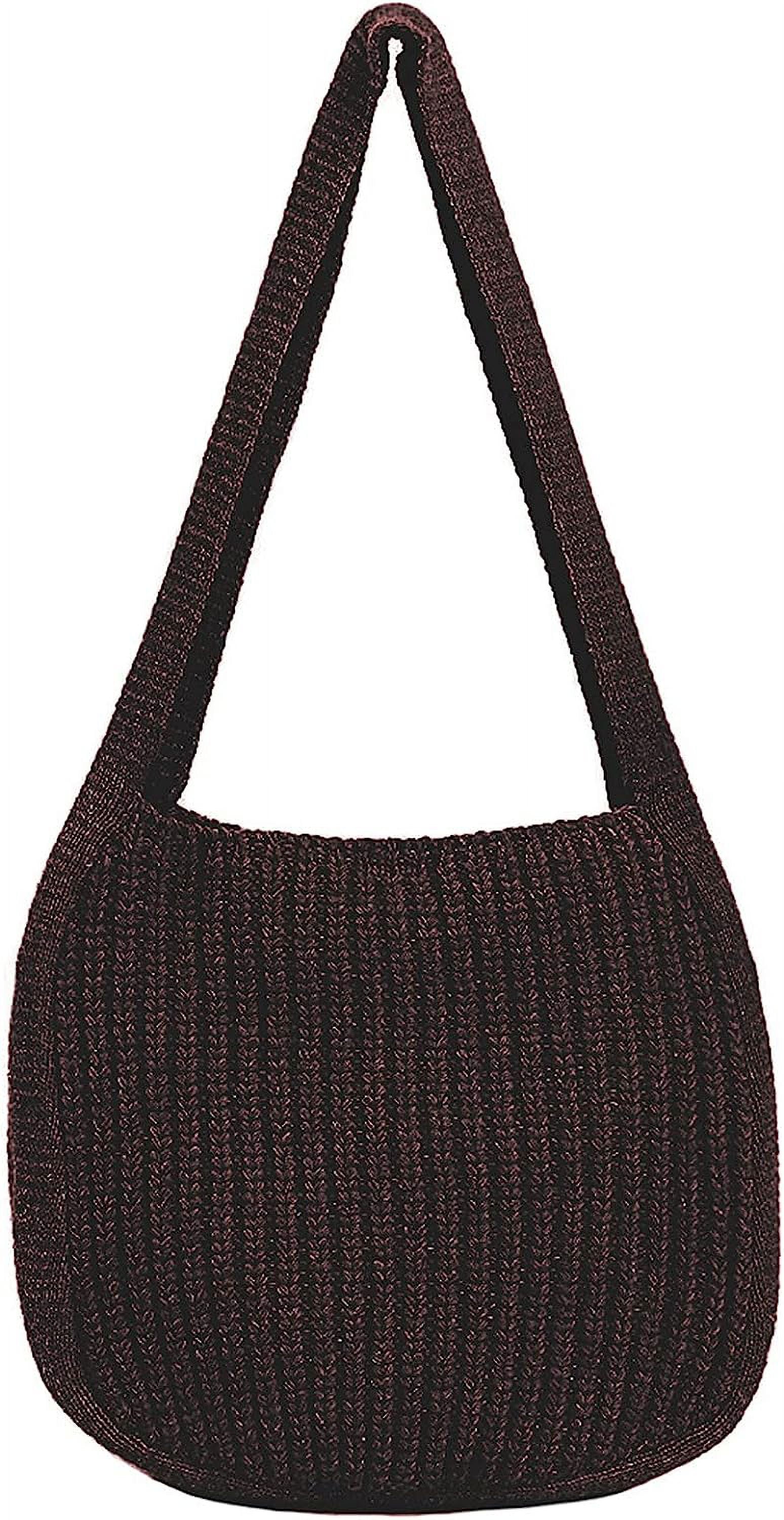 Kukuzhu Large Crochet Tote Bag for Women Casual Hobo Bag Shoulder Bag Retro Knitted Purses Handbag Beach Travel Tote Bag