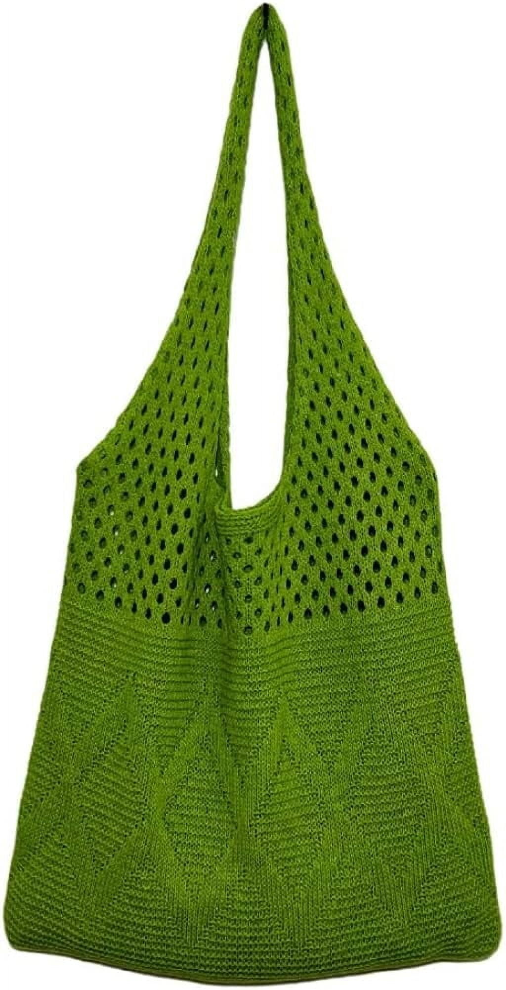 Kukuzhu Large Knit Tote Bag for Women Stylish Crochet Shoulder Bag Hobo Bag for School Travel