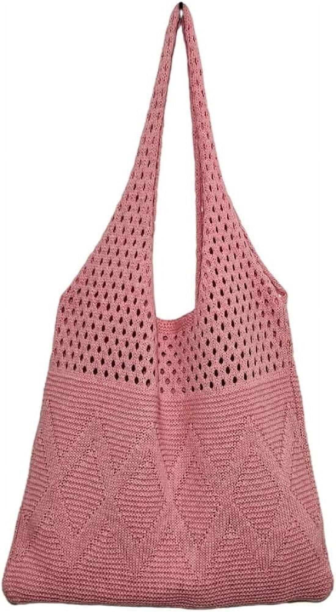 Kukuzhu Large Knit Tote Bag for Women Stylish Crochet Shoulder Bag Hobo Bag for School Travel