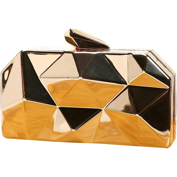Kukuzhu Lattice Evening Bags Women Metal Chic Chain Evening Clutch Purse Handbag for Patry