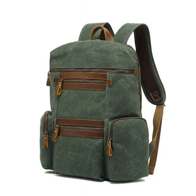 Kukuzhu Luxury Vintage Canvas Backpacks for Men Oil Wax Canvas