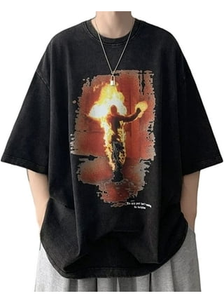 Rammstein T-Shirt Size L Large Man On Fire Flames Rare Double