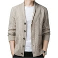 thumbnail image 1 of Kukuzhu Men's Casual Shawl Collar Button Down Cabel Knit Cardigan Sweater with Pockets, 1 of 6