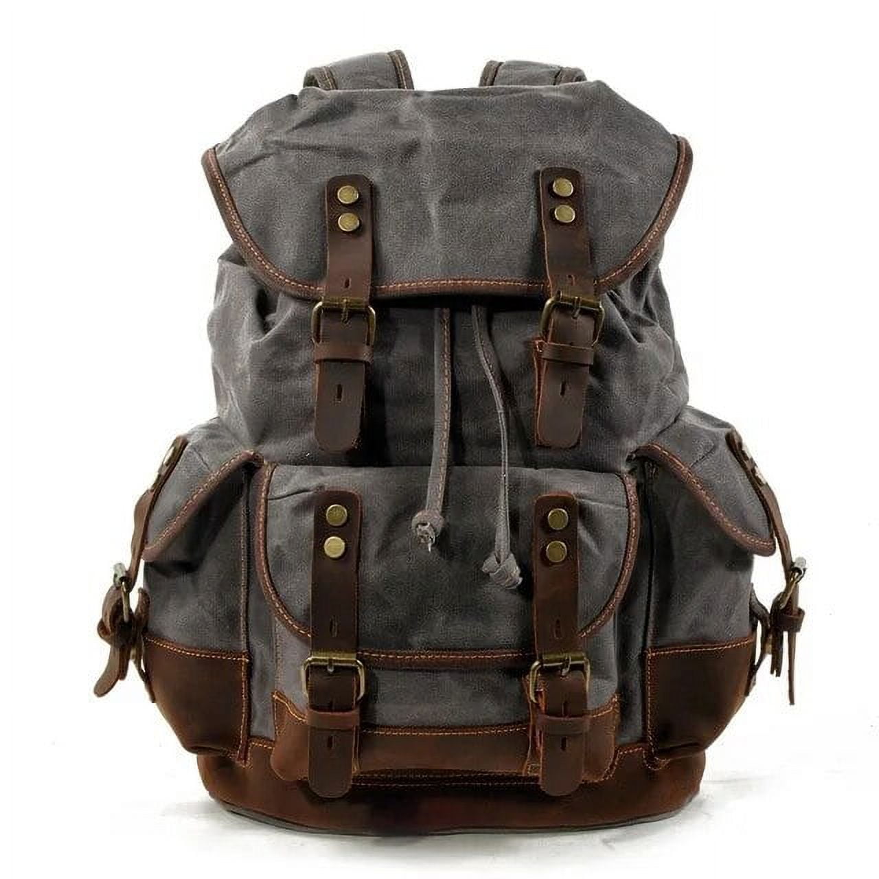 Mens canvas leather backpack online