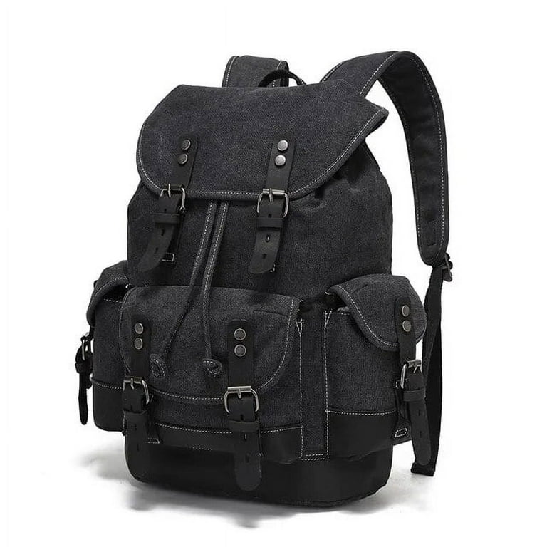 Kukuzhu Men s leather backpack for men mochila hombre High Capacity Waxed Canvas Vintage Backpack for School Hiking Travel Rucksack Walmart