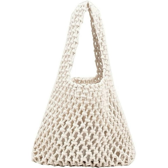 Kukuzhu Mesh Tote Bag Women's Woven Handbags Summer Travel Purse Handbag Large Hobo Bag Texture Shoulder Bag