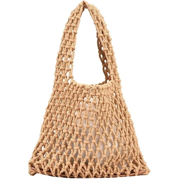 Kukuzhu Mesh Tote Bag Women's Woven Handbags Summer Travel Purse Handbag Large Hobo Bag Texture Shoulder Bag