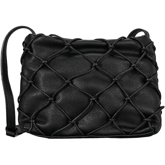 Kukuzhu Mesh Tote Bag for Women Grid Woven Shoulder Bag Small Leather Crossbody Bag Soft Clutch Purse Womens Square Bags