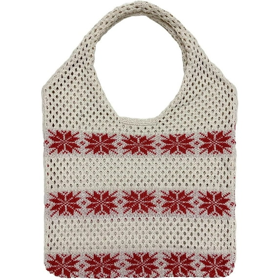 Kukuzhu Mesh Tote Bag for Women Large Hobo Bag Shoulder Bag Handmade Knitted Tote Bag Cute Purses Summer Handbag Beach Bag