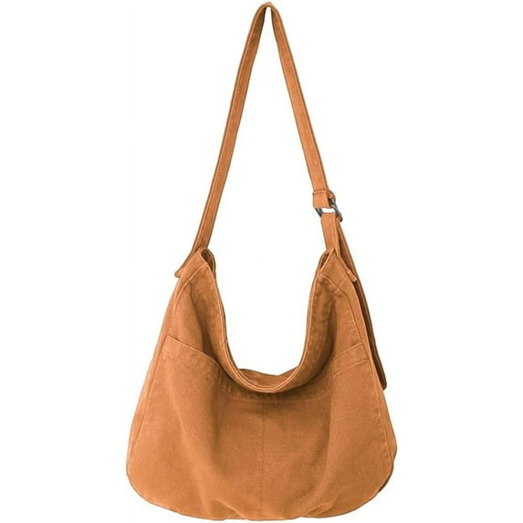 Kukuzhu Messenger Bag Crossbody Bag for Women Men Canvas Hobo Bag with Pockets Vintage Shoulder Bag Aesthetic