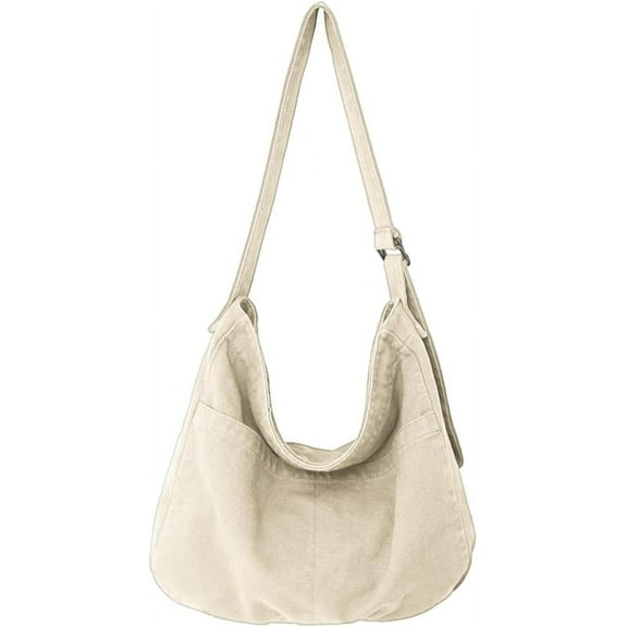 Kukuzhu Messenger Bag Crossbody Bag for Women Men Canvas Hobo Bag with Pockets Vintage Shoulder Bag Aesthetic