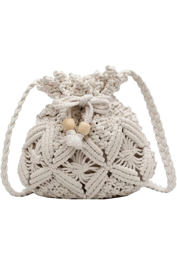 Mini Clutch Tote Handbag Crossbody Bucket Bag Drawstring Handbag Beach Woven Fishing Net Bag Pouch Purse