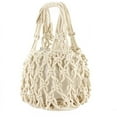 thumbnail image 1 of Kukuzhu New Straw Bag Cotton Thread Woven Bag Portable Net Bag Casual Bucket Handbag Summer Beach Purse for Women/Girls, 1 of 7