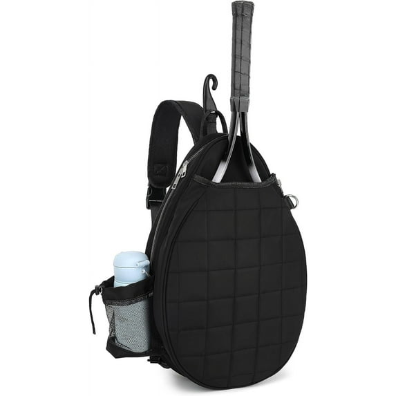 Kukuzhu New Tennis Racket Sling Bag for Women Men Quilted Water Resistant Racquet Cover One Shoulder Crossbody Bags for Pickleball Paddles, Badminton Racquet