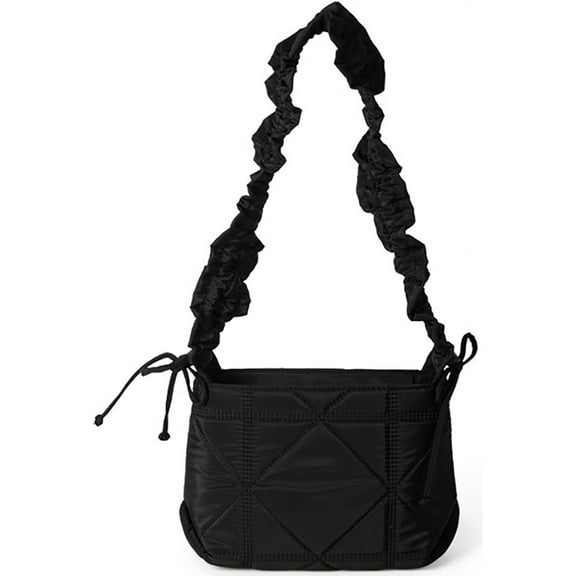 Kukuzhu Nylon Hobo Bag Women's Quilted Shoulder Crossbody Bag Fashion Purse Handbag Totes Lace Pleated Top Handle Bag