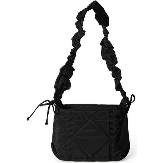Kukuzhu Nylon Hobo Bag Women's Quilted Shoulder Crossbody Bag Fashion Purse Handbag Totes Lace Pleated Top Handle Bag