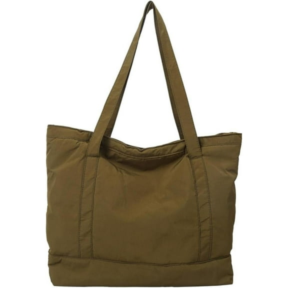 Kukuzhu Nylon Tote Bag Large Cotton Paddding Shoulder Bag for Women Puffy Gym Bag Top Handle Handbag for Work Travel