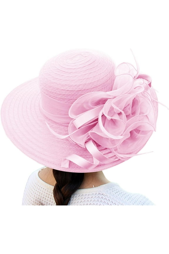 Organza Kentucky Fascinator Derby Hats for Women Tea Party Cocktail Bridal Church Hats Packable Wide Brim Sun Hat
