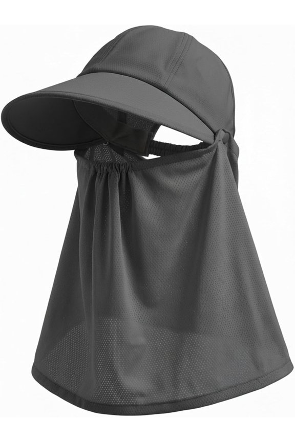 Outdoor Wide Brim Sun Hat Visor for Women, Detachable Face & Neck Cover, Hiking Gardening UPF 50+, Ponytail Friendly