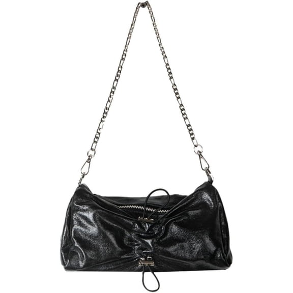 Kukuzhu PU Tote Bag Women Pleat Chic Elegant Casual Small Shoulder Bag