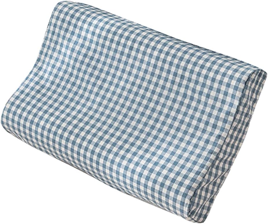 Kukuzhu Plaid Print Cotton Pillow Case Covers for Contour Neck Memory