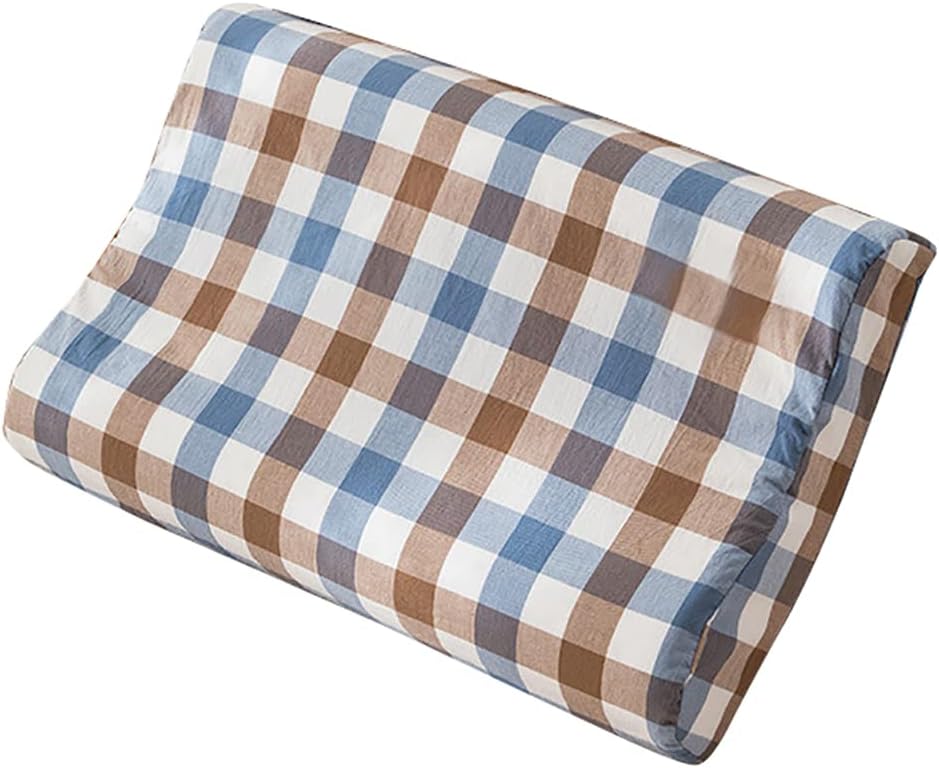 Kukuzhu Plaid Print Cotton Pillow Case Covers for Contour Neck Memory